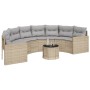 Semicircular garden sofa with table and beige PE rattan cushions by , Outdoor sofas - Ref: Foro24-3318519, Price: 476,99 €, D...