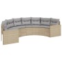 Semicircular garden sofa with table and beige PE rattan cushions by , Outdoor sofas - Ref: Foro24-3318519, Price: 476,99 €, D...