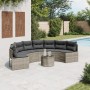 Semicircular garden sofa with table and gray PE rattan cushions by , Outdoor sofas - Ref: Foro24-3318527, Price: 457,05 €, Di...