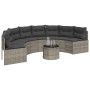 Semicircular garden sofa with table and gray PE rattan cushions by , Outdoor sofas - Ref: Foro24-3318527, Price: 457,05 €, Di...