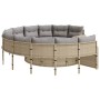 Runder Gartensofa mit beigen Kissen aus synthetischem Rattan. von , Outdoor-Sofas - Ref: Foro24-3318533, Preis: 624,99 €, Rab...