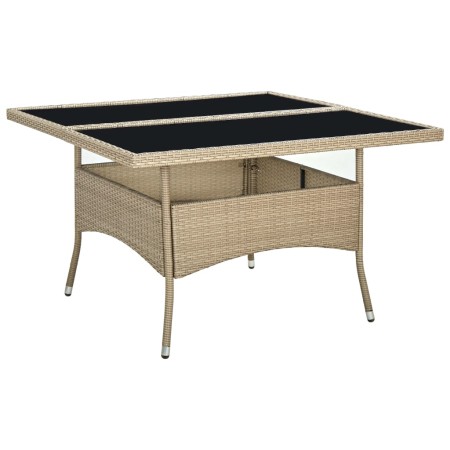 Mesa de comedor de jardín ratán sintético y vidrio beige de vidaXL, Mesas de jardín - Ref: Foro24-310555, Precio: 134,90 €, D...