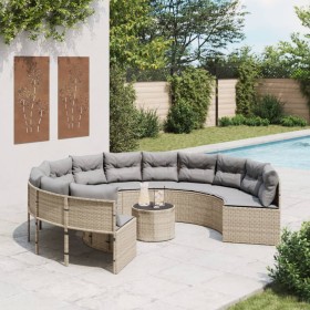 Runder Gartensofa mit Tisch und Kissen aus beigem PE-Rattan. von , Outdoor-Sofas - Ref: Foro24-3318546, Preis: 659,99 €, Raba...