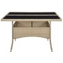 Mesa de comedor de jardín ratán sintético y vidrio beige de vidaXL, Mesas de jardín - Ref: Foro24-310555, Precio: 134,90 €, D...