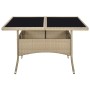 Mesa de comedor de jardín ratán sintético y vidrio beige de vidaXL, Mesas de jardín - Ref: Foro24-310555, Precio: 134,90 €, D...