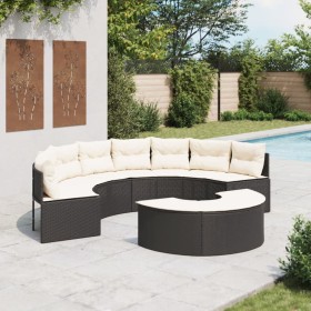 Semicircular garden sofa, 2 pieces, black synthetic rattan by , Outdoor sofas - Ref: Foro24-3262070, Price: 545,99 €, Discoun...