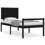 Estructura de cama individual con cabecero madera maciza negro de vidaXL, Camas y somieres - Ref: Foro24-3195450, Precio: 110...