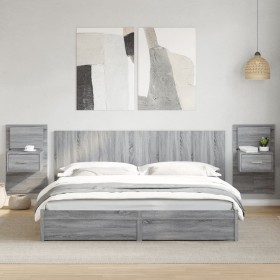 Wall-mounted bedside tables with LED lights, 2 units in Sonoma gray. by , Nightstands - Ref: Foro24-848168, Price: 120,92 €, ...