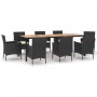 Set de comedor de jardín 9 pzas y cojines ratán sintético negro de vidaXL, Conjuntos de jardín - Ref: Foro24-3187394, Precio:...