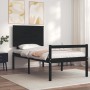 Estructura de cama individual con cabecero madera maciza negro de vidaXL, Camas y somieres - Ref: Foro24-3195450, Precio: 110...