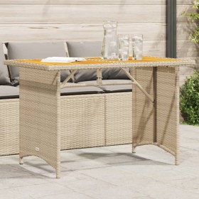 Garden table with beige PE rattan wood surface 110x68x70 cm by , Garden tables - Ref: Foro24-366357, Price: 99,56 €, Discount: %