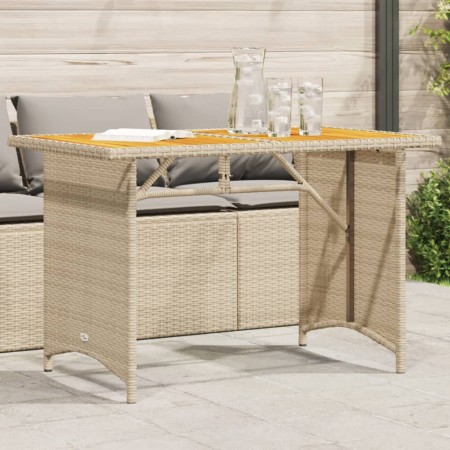 Garden table with beige PE rattan wood surface 110x68x70 cm by , Garden tables - Ref: Foro24-366357, Price: 99,99 €, Discount: %