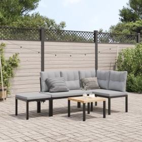 Gartenbankkissen 4-teilig, Stahl mit schwarzer Pulverbeschichtung. von , Gartensets - Ref: Foro24-3283652, Preis: 287,17 €, R...