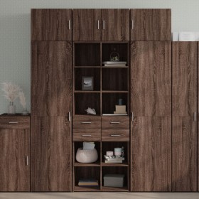 Aparador alto madera de ingeniería marrón roble 70x42,5x185 cm de , Aparadores - Ref: Foro24-3281468, Precio: 191,99 €, Descu...