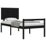 Single bed frame with black solid wood headboard by vidaXL, Beds and slatted bases - Ref: Foro24-3195450, Price: 110,99 €, Di...