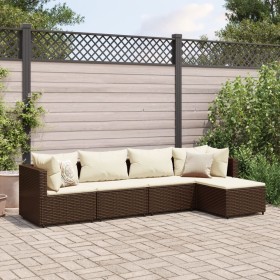 Gartenmöbel-Set, 5-teilig, mit braunen Kissen aus synthetischem Rattan. von , Gartensets - Ref: Foro24-3308057, Preis: 280,57...