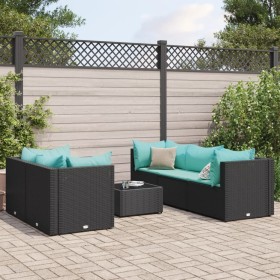 Gartenmöbel-Set, 6-teilig, mit schwarzen Kissen aus synthetischem Rattan. von , Gartensets - Ref: Foro24-3308020, Preis: 464,...