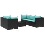 Set muebles de jardín 6 piezas y cojines ratán sintético negro de , Conjuntos de jardín - Ref: Foro24-3308020, Precio: 463,79...