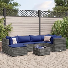 Gartenmöbel-Set 7-teilig und Kissen aus grauem Kunst-Rattan von , Gartensets - Ref: Foro24-3308223, Preis: 378,10 €, Rabatt: %