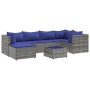 7-piece garden furniture set with gray synthetic rattan cushions by , Garden sets - Ref: Foro24-3308223, Price: 377,79 €, Dis...