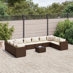 Gartenmöbel-Set 11-teilig mit braunen Polstern aus synthetischem Rattan von , Gartensets - Ref: Foro24-3308289, Preis: 682,56...