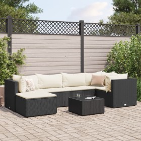 7-piece garden furniture set with black synthetic rattan cushions by , Garden sets - Ref: Foro24-3308216, Price: 445,99 €, Di...