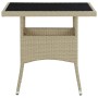 Mesa de comedor de jardín ratán sintético y vidrio beige de vidaXL, Mesas de jardín - Ref: Foro24-310551, Precio: 130,58 €, D...