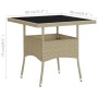 Mesa de comedor de jardín ratán sintético y vidrio beige de vidaXL, Mesas de jardín - Ref: Foro24-310551, Precio: 130,58 €, D...