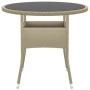 Mesa de jardín vidrio templado ratán sintético beige Ø80x75 cm de vidaXL, Mesas de jardín - Ref: Foro24-310607, Precio: 94,99...