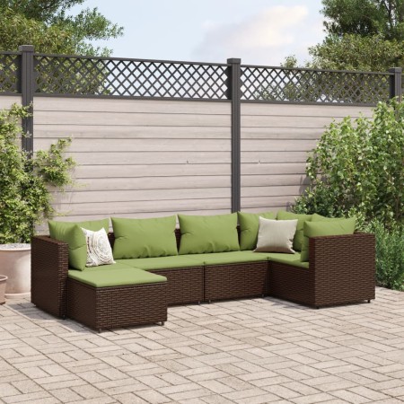 Gartenmöbel-Set, 6-teilig, mit braunen Kunststoff-Rattan-Kissen. von , Gartensets - Ref: Foro24-3308214, Preis: 457,23 €, Rab...