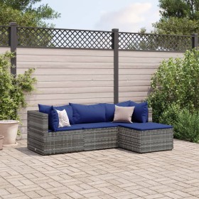 Gartenmöbel-Set 4-teilig mit grauen Polstern aus synthetischem Rattan von , Gartensets - Ref: Foro24-3308055, Preis: 230,55 €...