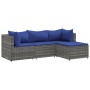 Set de muebles de jardín 4 pzas y cojines ratán sintético gris de , Conjuntos de jardín - Ref: Foro24-3308055, Precio: 230,58...