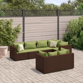 Gartenmöbel-Set, 7-teilig, mit braunen Polstern aus synthetischem Rattan. von , Gartensets - Ref: Foro24-3308190, Preis: 522,...