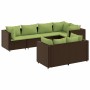 Set muebles de jardín 7 piezas y cojines ratán sintético marrón de , Conjuntos de jardín - Ref: Foro24-3308190, Precio: 521,9...