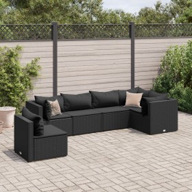 Gartenmöbel-Set, 6-teilig, mit schwarzen Kissen aus synthetischem Rattan. von , Gartensets - Ref: Foro24-3308171, Preis: 469,...