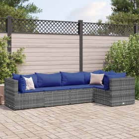 Gartenmöbel-Set 5-teilig mit grauen Polstern aus synthetischem Rattan von , Gartensets - Ref: Foro24-3308095, Preis: 308,76 €...