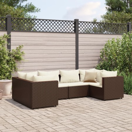 Gartenmöbel-Set, 6-teilig, mit braunen Kunststoff-Rattan-Kissen. von , Gartensets - Ref: Foro24-3308249, Preis: 442,15 €, Rab...