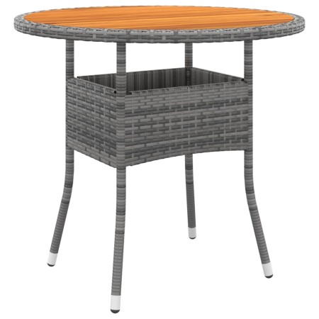 Garden table acacia wood and gray synthetic rattan Ø80x75 cm by vidaXL, Garden tables - Ref: Foro24-310609, Price: 75,83 €, D...