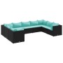 Set de muebles de jardín 9 pzas y cojines ratán sintético negro de , Conjuntos de jardín - Ref: Foro24-3308268, Precio: 637,9...