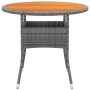 Garden table acacia wood and gray synthetic rattan Ø80x75 cm by vidaXL, Garden tables - Ref: Foro24-310609, Price: 75,83 €, D...