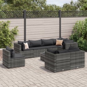 Gartenmöbel-Set 9-teilig mit grauen Polstern aus synthetischem Rattan von , Gartensets - Ref: Foro24-3308202, Preis: 539,99 €...