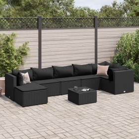 Garden furniture set 8 pieces and black synthetic rattan cushions by , Garden sets - Ref: Foro24-3308235, Price: 602,07 €, Di...