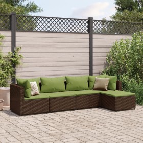 Gartenmöbel-Set, 5-teilig, mit braunen Kissen aus synthetischem Rattan. von , Gartensets - Ref: Foro24-3308062, Preis: 336,99...