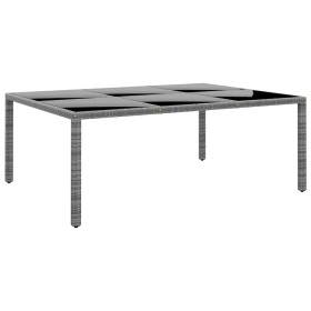 Mesa jardín vidrio templado ratán sintético gris 200x150x75 cm de vidaXL, Mesas de jardín - Ref: Foro24-310587, Precio: 235,9...