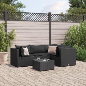 Gartenmöbel-Set 5-teilig mit schwarzen Polstern aus synthetischem Rattan von , Gartensets - Ref: Foro24-3308083, Preis: 348,3...