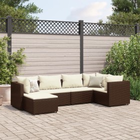 Gartenmöbel-Set, 6-teilig, mit braunen Kunststoff-Rattan-Kissen. von , Gartensets - Ref: Foro24-3308209, Preis: 419,10 €, Rab...