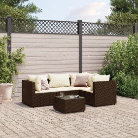 Garden furniture set, 5 pieces, with brown synthetic rattan cushions. by , Garden sets - Ref: Foro24-3308081, Price: 331,16 €...