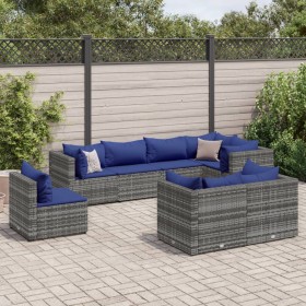 Garden furniture set 8 pieces and gray synthetic rattan cushions by , Garden sets - Ref: Foro24-3308199, Price: 492,95 €, Dis...