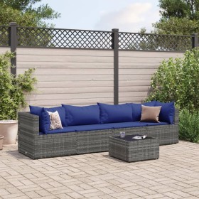 Gartenmöbel-Set 5-teilig mit grauen Polstern aus synthetischem Rattan von , Gartensets - Ref: Foro24-3308015, Preis: 281,25 €...