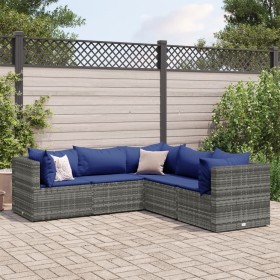 Gartenmöbel-Set 5-teilig mit grauen Polstern aus synthetischem Rattan von , Gartensets - Ref: Foro24-3308127, Preis: 308,76 €...